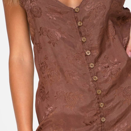 Senia Dress in Satin Rose Chocolate