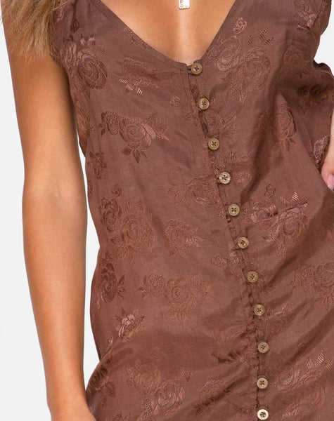 Senia Dress in Satin Rose Chocolate