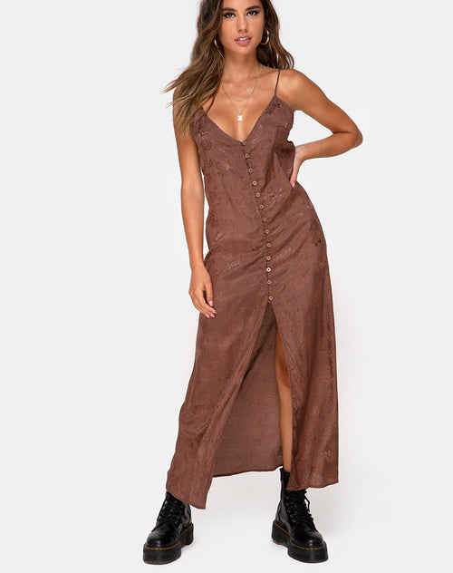 Senia Dress in Satin Rose Chocolate