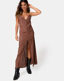 Senia Dress in Satin Rose Chocolate