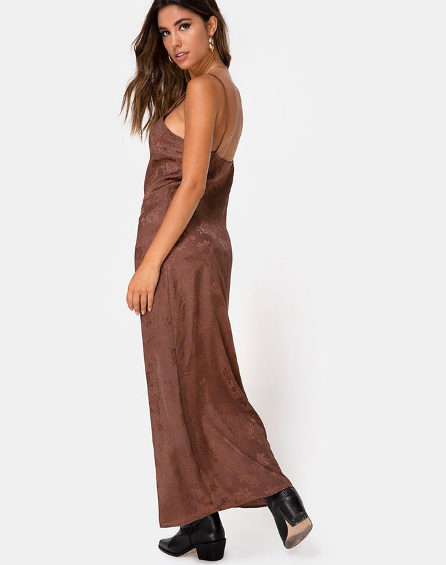 Senia Dress in Satin Rose Chocolate