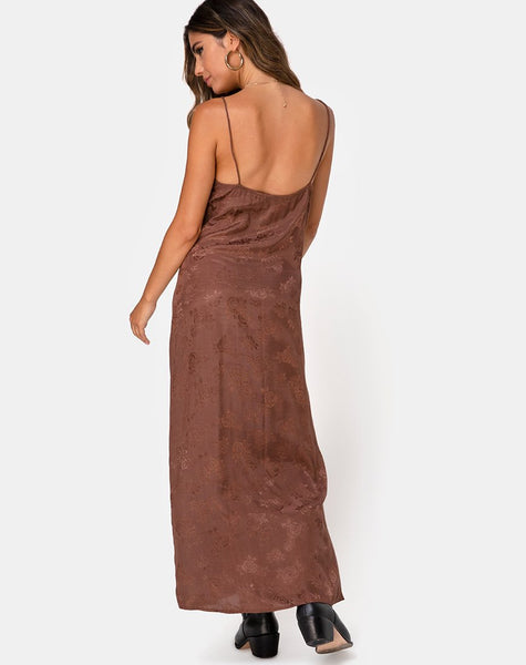 Senia Dress in Satin Rose Chocolate