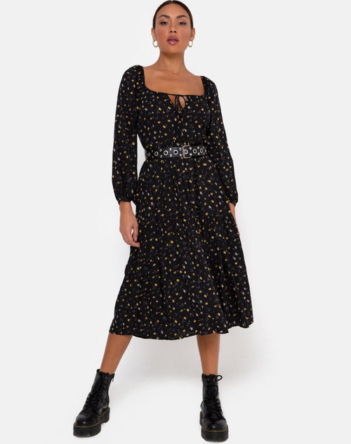 Senora Dress in Pretty Petal Black