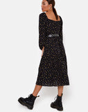 Senora Dress in Pretty Petal Black