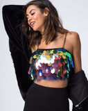 Cadence Crop Top in Tear Drop Sequin Pink Oil