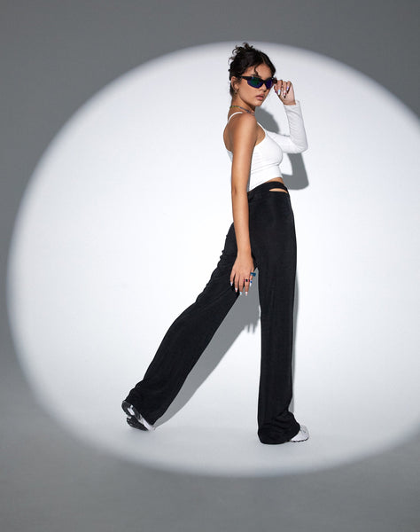 Image of MOTEL X OLIVIA NEILL Sesaot Flare Trouser in Crepe Black