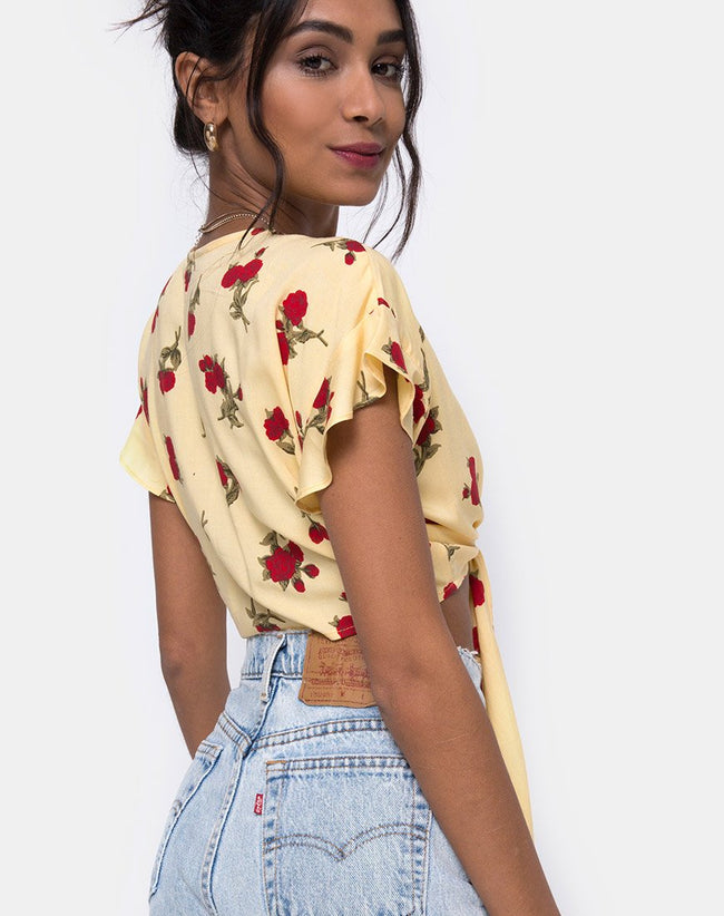 Shae Crop Top in Falling Rose Yellow