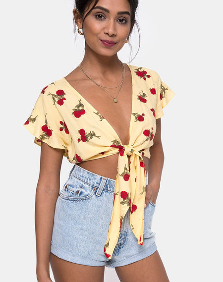 Bilen Top in Floral Field Green