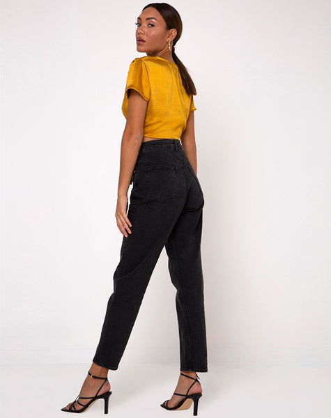 Shaera Crop Top in Satin Turmeric