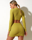 image of Shakara Long Sleeve Top in Bubble Jersey Olive Oil