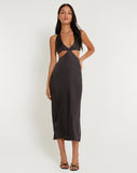 image of Shalini Midi Dress in Satin Black