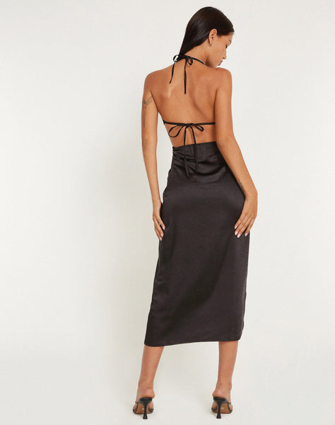 image of Shalini Midi Dress in Satin Black