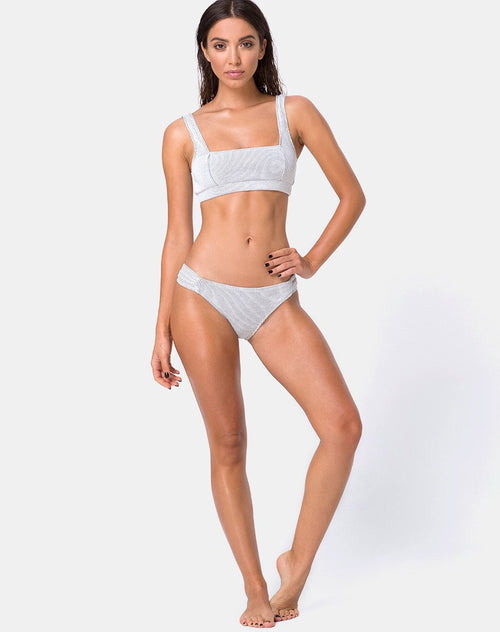 Shani Bikini Bottom in Crinkle Rib White