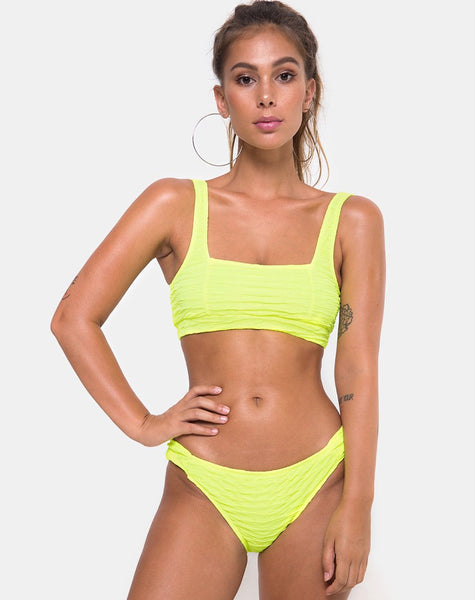 Shani Bikini Top in 80's Crinkle Sour Lime