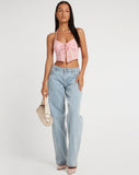 image of Shara Crop Top in Butterfly Pink Flock