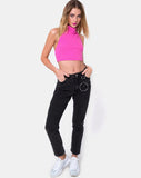 Sharma Crop Top in Knit Crink Hot Pink