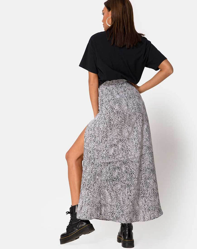 Shayk Midi Skirt in Leo Spot Black and White