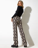 image of Sheba Wide Leg Trouser in Wavy Geo Ivory Brown and Blackv