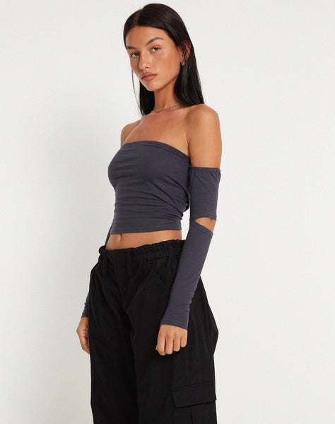 Image of Shelbo Bardot Crop Top in Ocean Storm