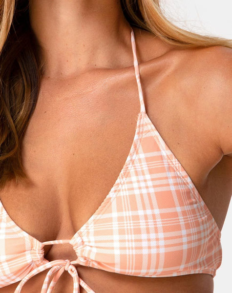 Shell Bikini Top in Picnic Check Peach