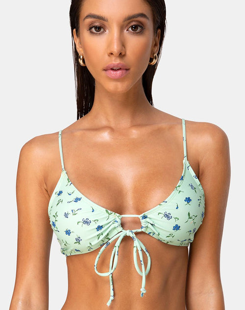 Shell Top Bikini in Ditsy Petal Pastel Lime