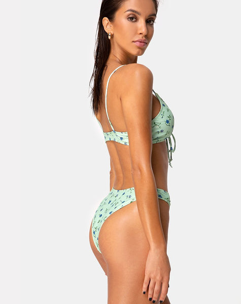 Shell Top Bikini in Ditsy Petal Pastel Lime