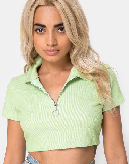 Shen Crop Top in Rib Pastel Lime