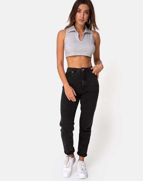 Shenia Crop Top in Rib Grey