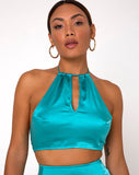 Darina Crop Top In Satin Bright Azure