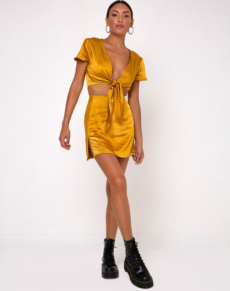 Shenka Mini Skirt in Satin Turmeric