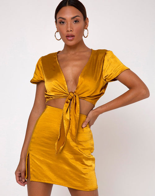 Shenka Mini Skirt in Satin Turmeric