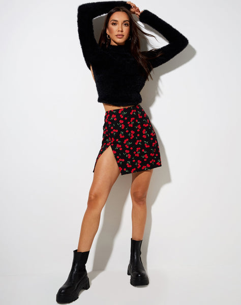 Image of Shenka Mini Skirt in Cherries Black