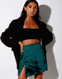 Shenka Mini Skirt in Satin Forest Green