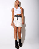 Image of Shenka Mini Skirt in Satin Ivory