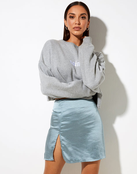 Image of SHENKA SKIRT SATIN SILVER BLUE#41