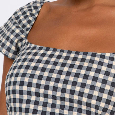 Cindy Crop Top in Gingham Cream