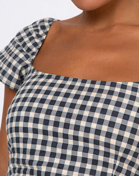 Cindy Crop Top in Gingham Cream