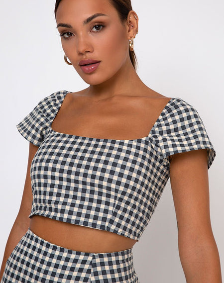 Indiana Cropped Shirt in Sage Check