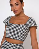 Cindy Crop Top in Gingham Cream