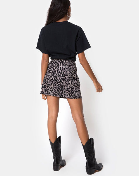 Sheny Mini Skirt in Leopard Grey