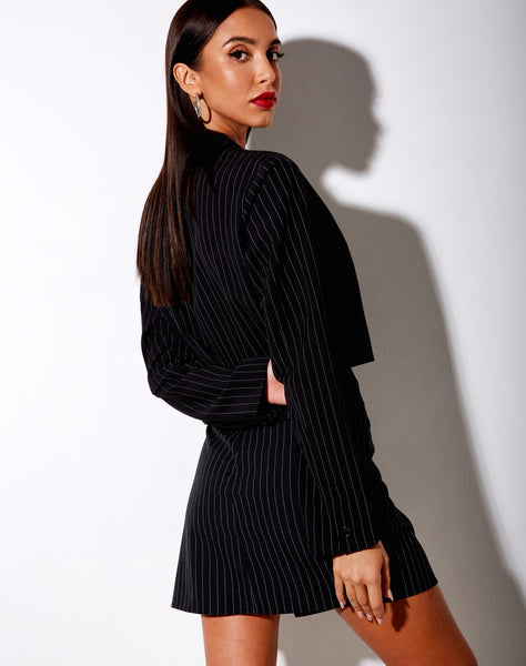 Nolya Blazer in Pinstripe Black