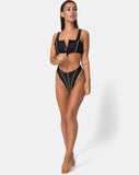 Shielle Bikini Top in Black with Contrast Piping