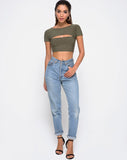 Shim Cutout Crop Top in Khaki