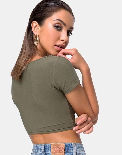 Shim Cutout Crop Top in Khaki