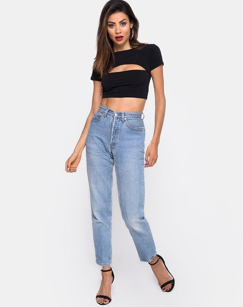 Shim Cutout Crop Top in Black