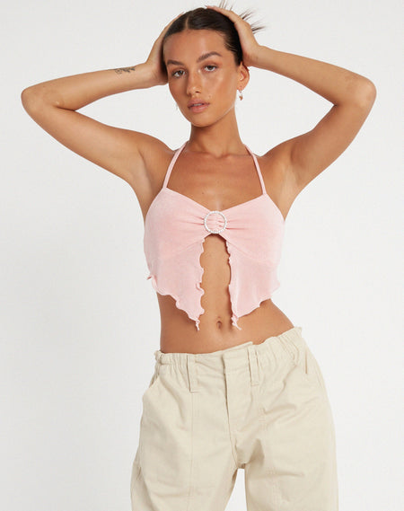 Tavi Crop Top in Abstract Art Pink