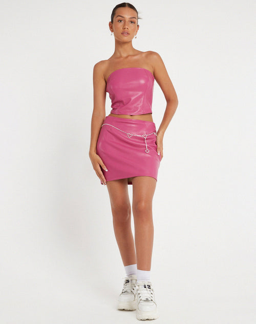 image of Ima Mini Skirt in PU Hot Pink