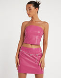 Dena Corset Top in PU Hot Pink