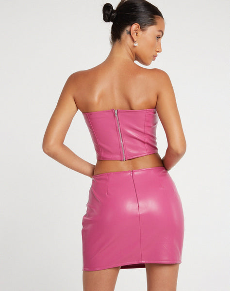 image of Ima Mini Skirt in PU Hot Pink