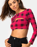 Shimla Crop Top in Winter Plaid Red / Black